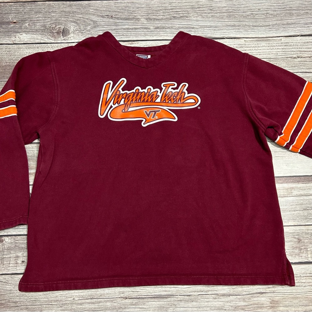 Vintage Sport Attack Women’s Large V-Neck Oversized Virginia Tech Hokies Sweater